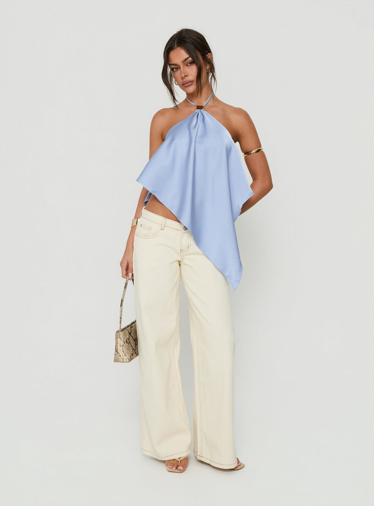 Lisada Halter Asymmetrical Top Blue