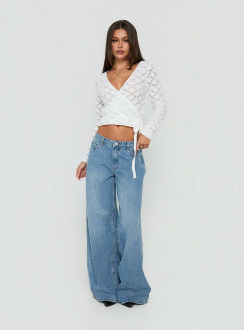 Designed with the Lesla Crochet Wrap Cardigan White womens-jumpers in short oversized fit product Princess Polly