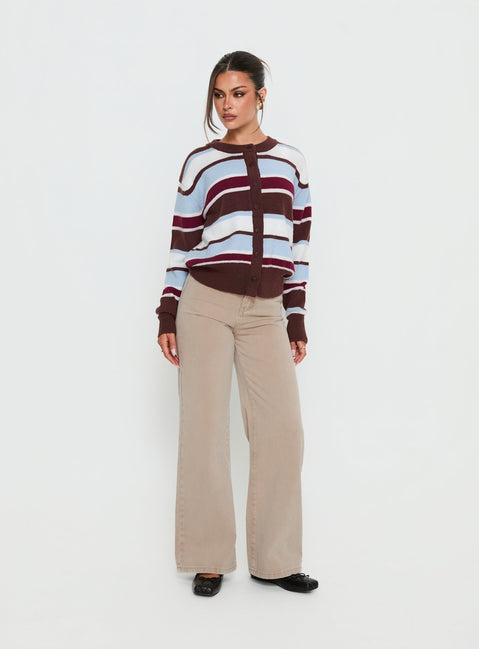 front view of model wearing Princess Polly Nicolo High Rise Straight Leg Jeans Concrete High Rise Jeans 