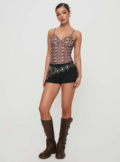 back view of model wearing Princess Polly Elixia Bodysuit Snake Sleeveless 