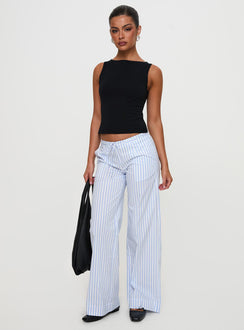 Collied Low Rise Pants Blue / White Stripe High Rise Pants Pants 