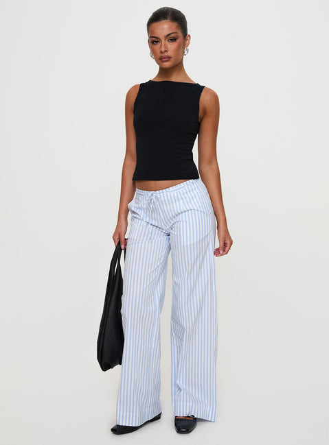 Collied Low Rise Pants Blue / White Stripe High Rise Pants Pants 