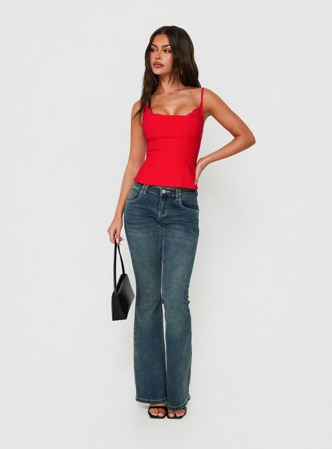 Renaissance Corset Lace Top Red