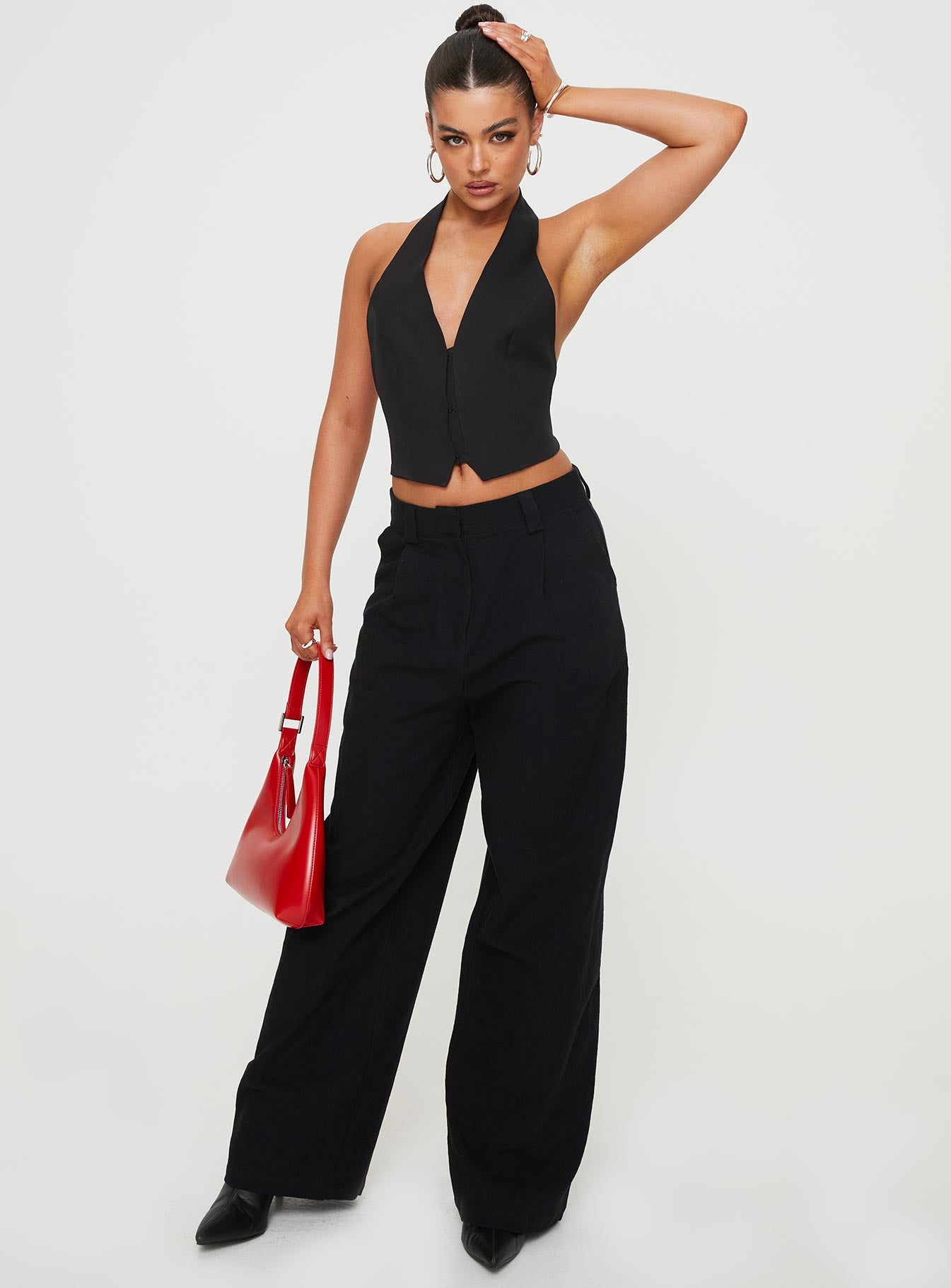 product Princess Polly Sleeveless Scoop Neck  Je Suis Halter Top Onyx