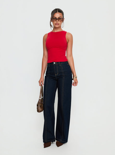 Georgetta Bust Detail Cami Top Red