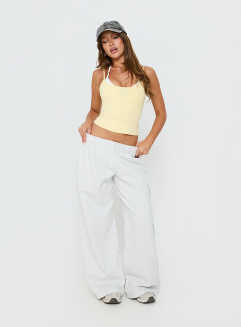 Ascend Layered Halter Tank Top Yellow / White