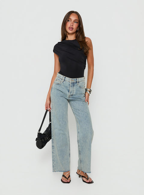 Fawcett High Rise Straight Leg Jeans Light Blue Wash Petite High Rise Jeans Jeans 