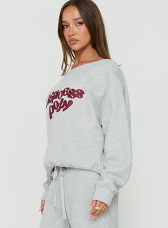 Aaleah Off Shoulder Fleece Jumper Grey
