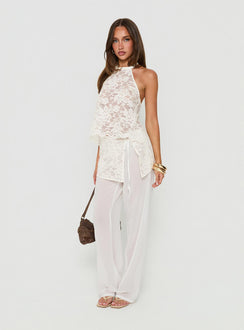 Claudie Lace Halter Neck Top White