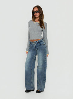 Ellanor Low Rise Ringspun Straight Leg Jean Mid Blue Wash