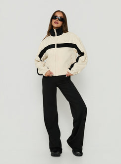 Pregame Funnel Neck Contrast Jacket Off White / Black