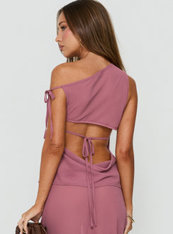 Vianna One Shoulder Foldover Detail Top Pink