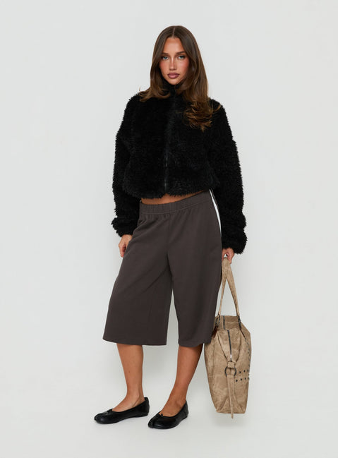 Jordynn Fleece Zip Through Jacket Black