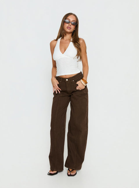 Whimsy Embroidered Halter Top White