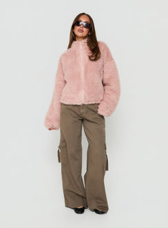 Jordynn Fleece Zip Through Jacket Dusty Pink