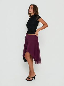 Jesarna Asymmetrical Wrap Midi Skirt Plum