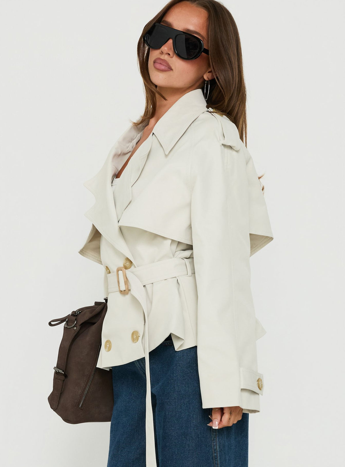 Eldora Cropped Trench Coat Sand