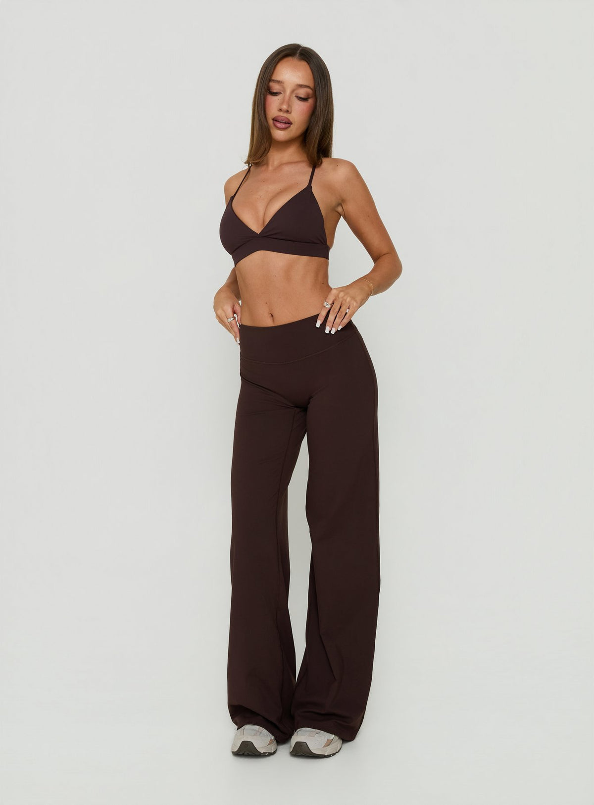 Velora Active Wide Leg Pants Chocolate