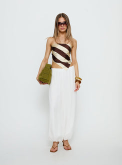 front view of model wearing Princess Polly Mirosa Balloon Leg Pants White Mid Rise Pants 