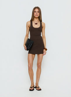 Micka Scoop Mini Dress Brown