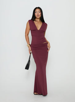 Discover the Liorah Foldover Waist Maxi Skirt Red in womens-skirts with a maxi length detail Princess Polly