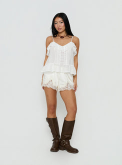 Somnielle Frill Lace Detail Top White
