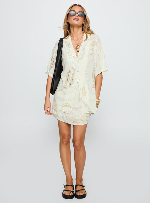   front view of model wearing Princess Polly Caraliia Mini Skirt Cream Mini Skirts 