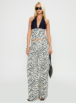 front view of model wearing Princess Polly Guilty Pleasure Top Zebra Sleeveless Plunger 