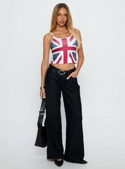 front view of model wearing Princess Polly Ramos Low Rise Wide Leg Jeans Raw Indigo Blue Low Rise Jeans 