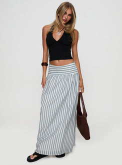   front view of model wearing Princess Polly Find Your Love Flowy Maxi Skirt White Maxi 
