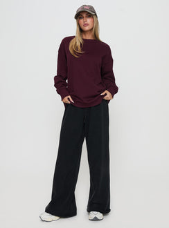 product Princess Polly All Day Crewneck Sweatshirt Wine Long 