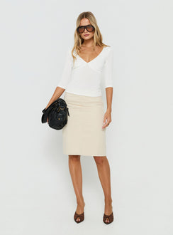 Back To Friends V Neck 3/4 Sleeve Top White