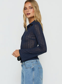 When You Sleep Long Sleeve Top Navy