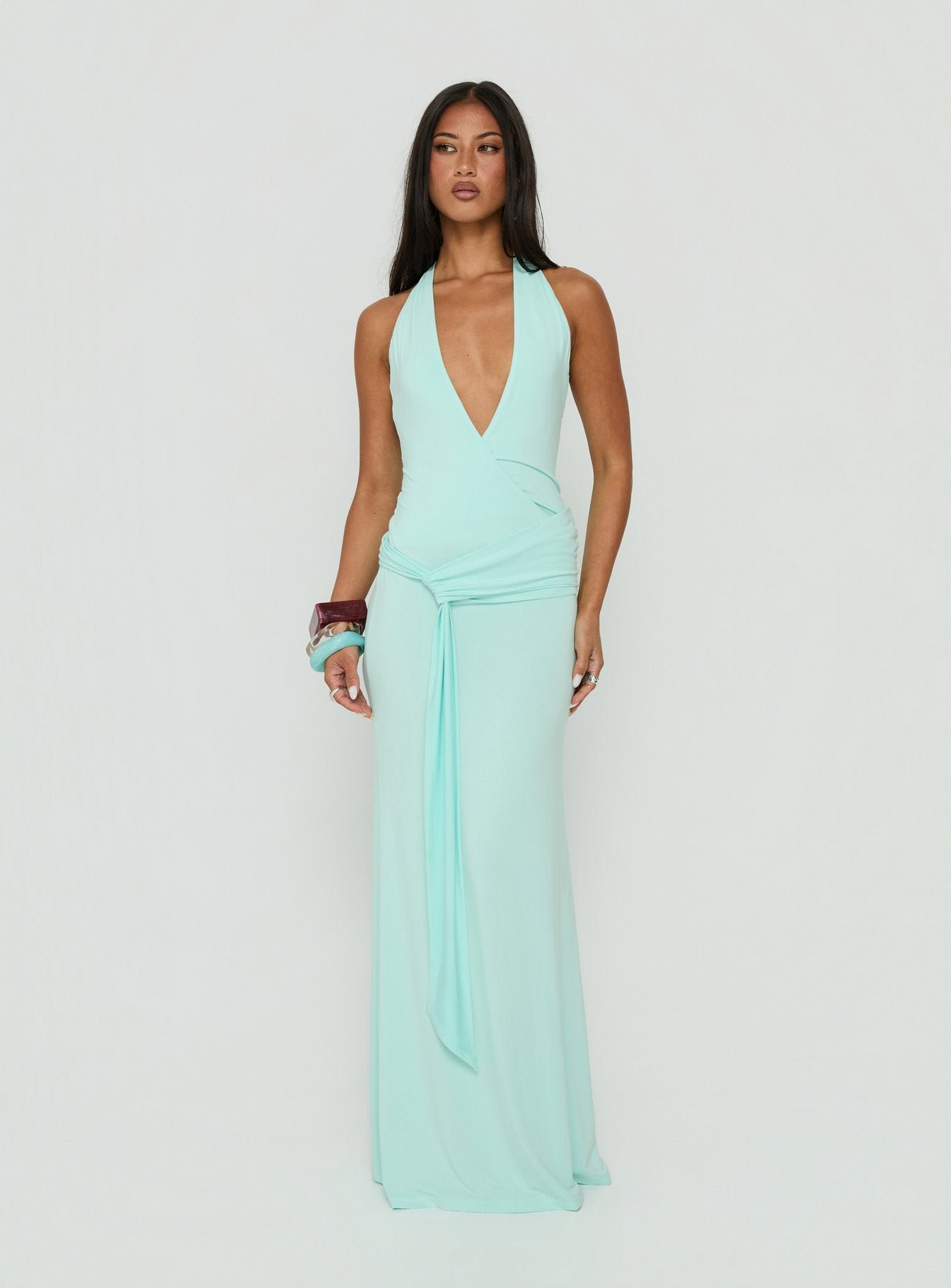 So Major Draped A-Line Maxi Dress Blue