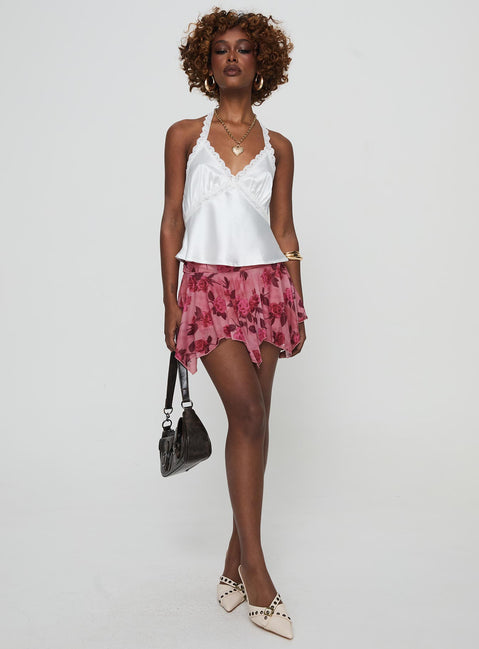 front view of model wearing Princess Polly Annaliese Top White Sleeveless V-Neck 