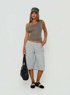 Klaretta Off Shoulder Draped Layered Top Grey
