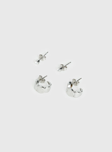Bellara Stainless Steel Earring Pack Silver