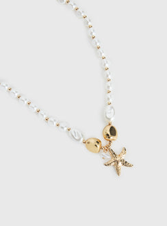 Splashy Star Pendant Necklace Gold