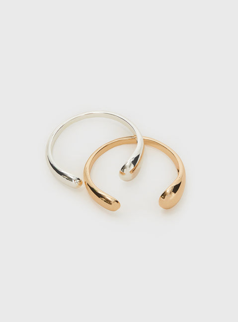 Chunky mixed metals bracelet pack silver and gold