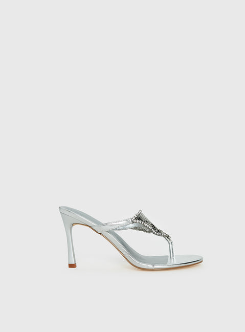 Miss You More Glitter Mesh Heels Silver