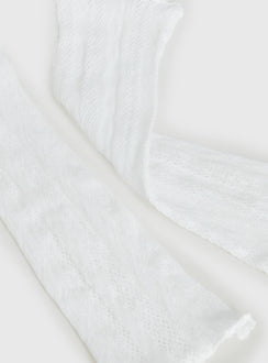 Westie Lace Leg Warmers White