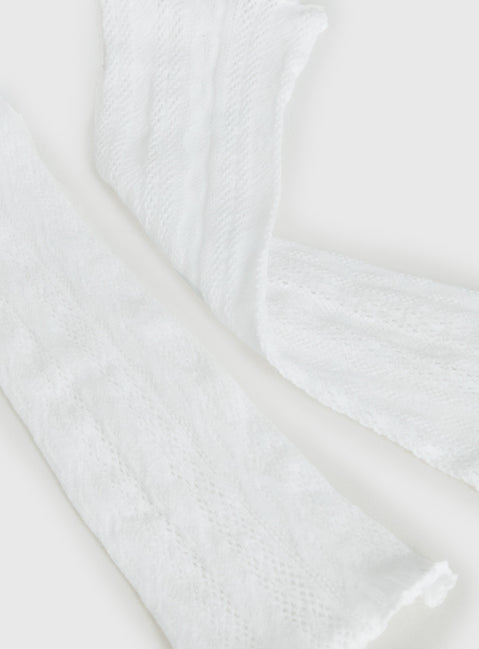 Westie Lace Leg Warmers White