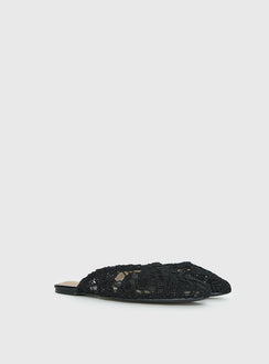 Gretta Lace Slip On Flats Black