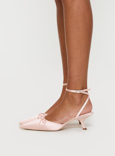 Clio Satin Pointed Toe Heels Baby Pink