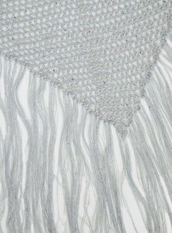 Briee Fringe Detail Hair Scarf Silver