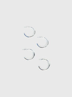Lahna Hoop Earring Pack Silver