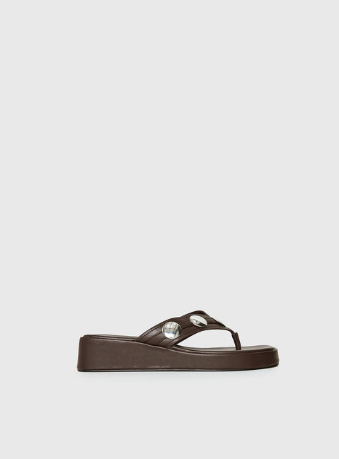 Paislee Stud Detail Sandals Brown