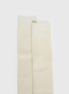 Roxee Knee High Ribbed Socks Cream