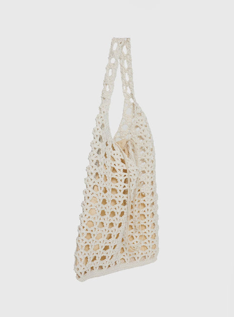 Annalissa Crochet Tote Bag White
