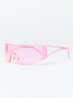 Sunglasses Frameless design Silver toned Silicone nose pads Diamante detail Clear lenses Lightweight